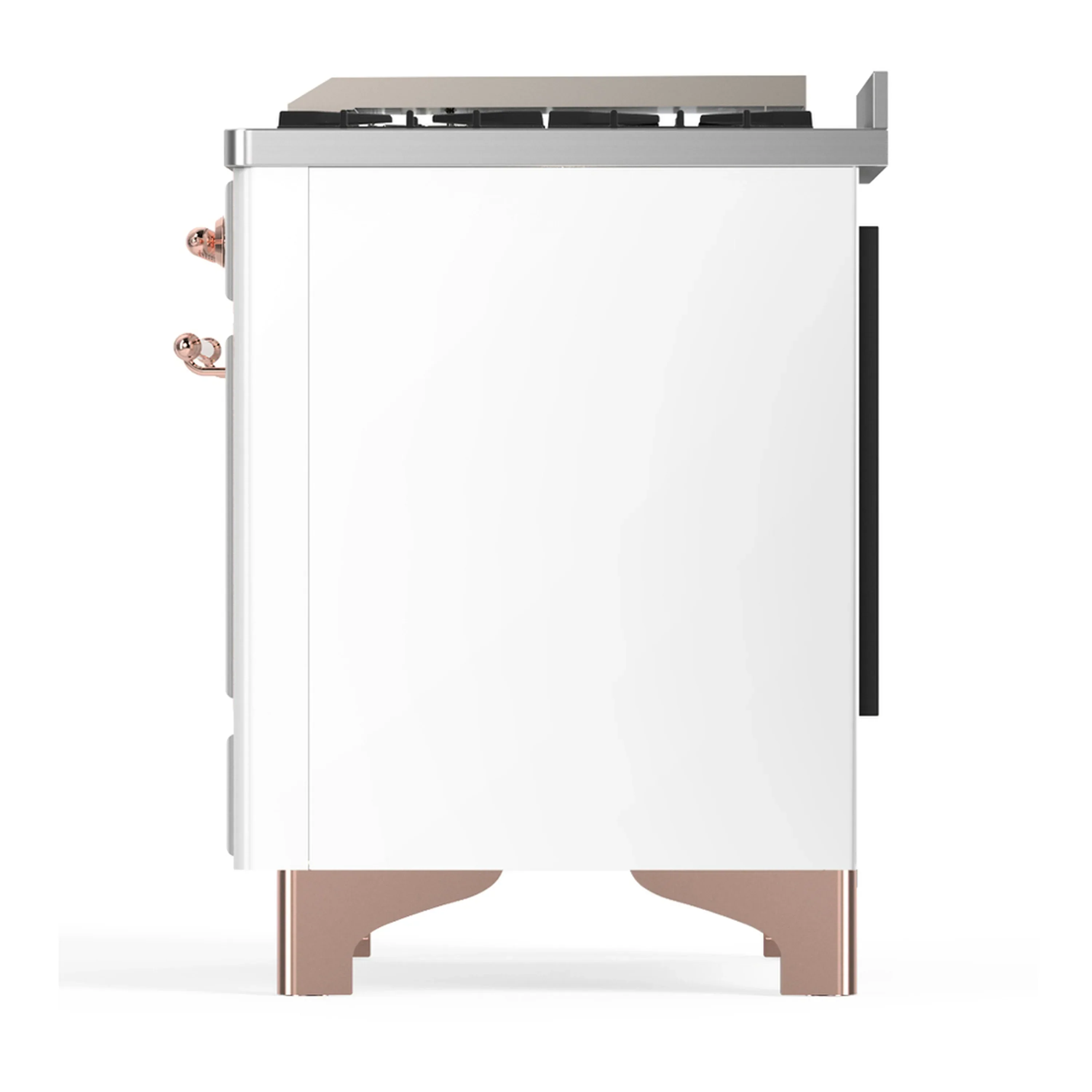 ILVE Majestic III 60-inch Dual Fuel Range with 7 Natural Gas Burner, Griddle, French Top and Solid Door Electric Oven in White with Copper Trim (UM60FSQNR3WHP) - Image 9