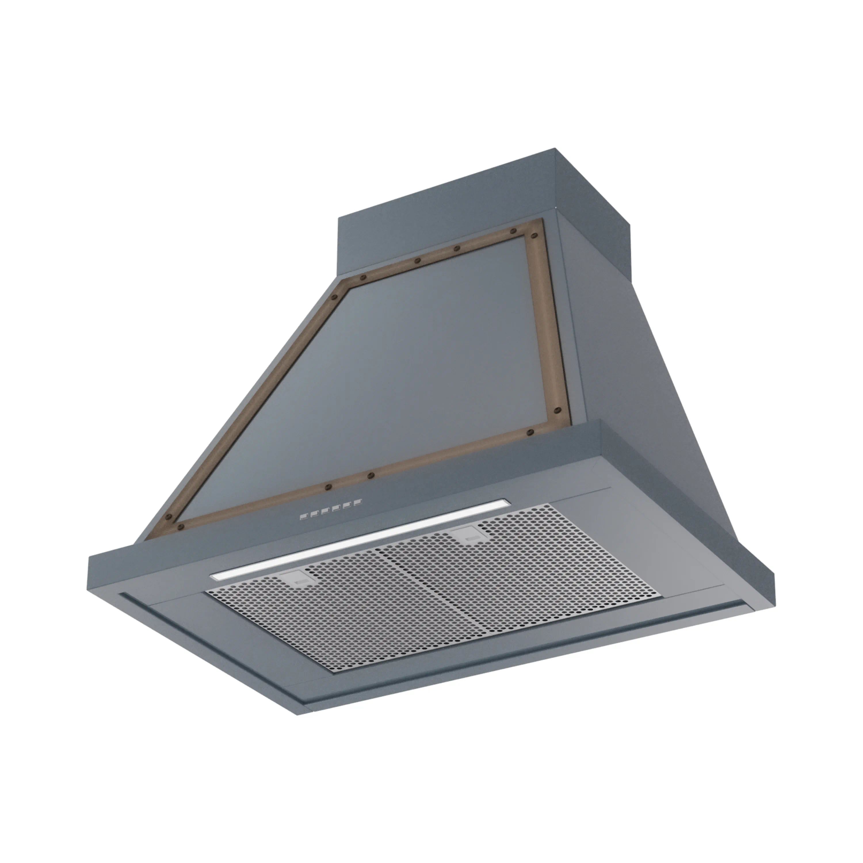 ILVE Nostalgie II 30-Inch 600 CFM Wall Mounted Ranged Hood in Blue Grey with Bronze Trim (UANB30BGB) - Image 2