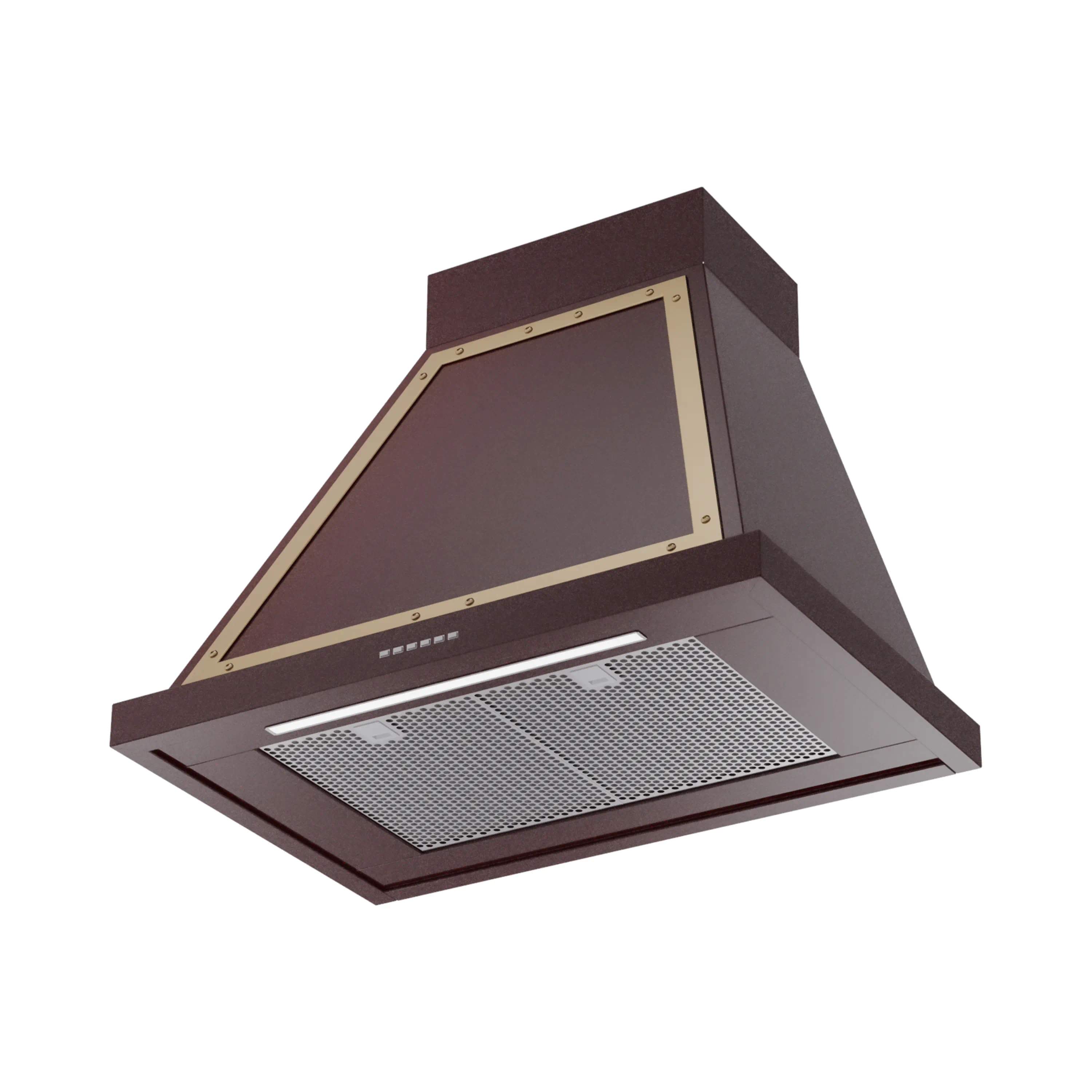 ILVE Nostalgie II 30-Inch 600 CFM Wall Mounted Range Hood in Burgundy with Brass Trim (UANB30BUG) - Image 2