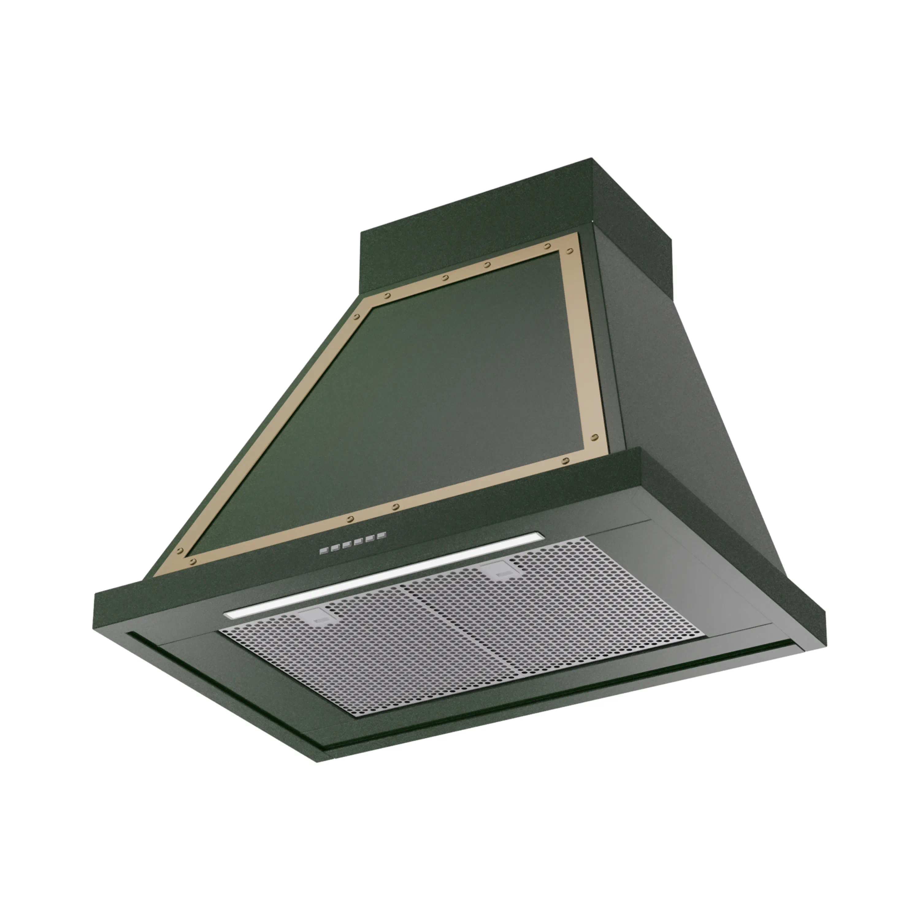 ILVE Nostalgie II 30-Inch 600 CFM Wall Mounted Range Hood in Emerald Green with Brass Trim (UANB30EGG) - Image 2