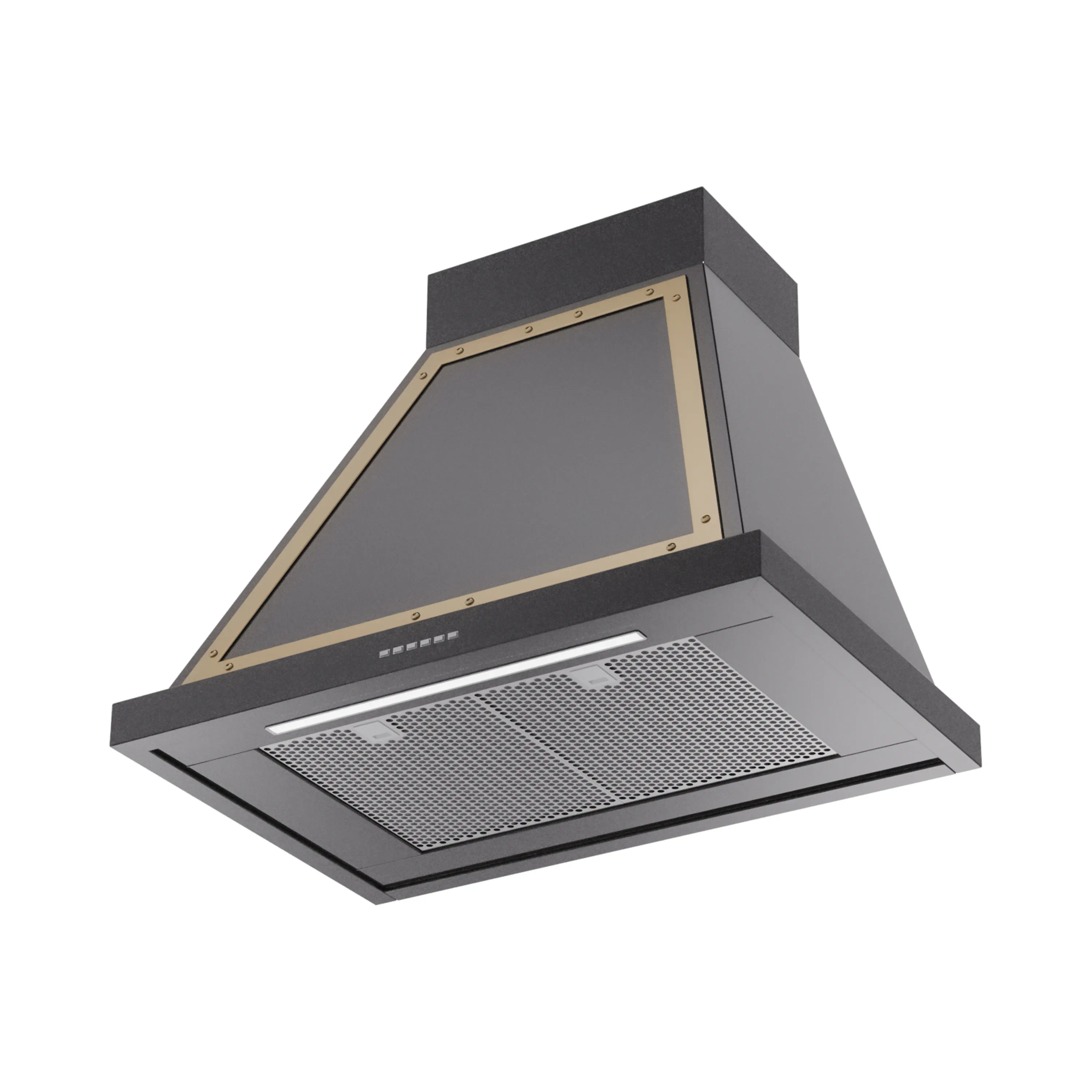 ILVE Nostalgie II 30-Inch 600 CFM Wall Mounted Range Hood in Glossy Black with Brass Trim (UANB30BKG) - Image 2