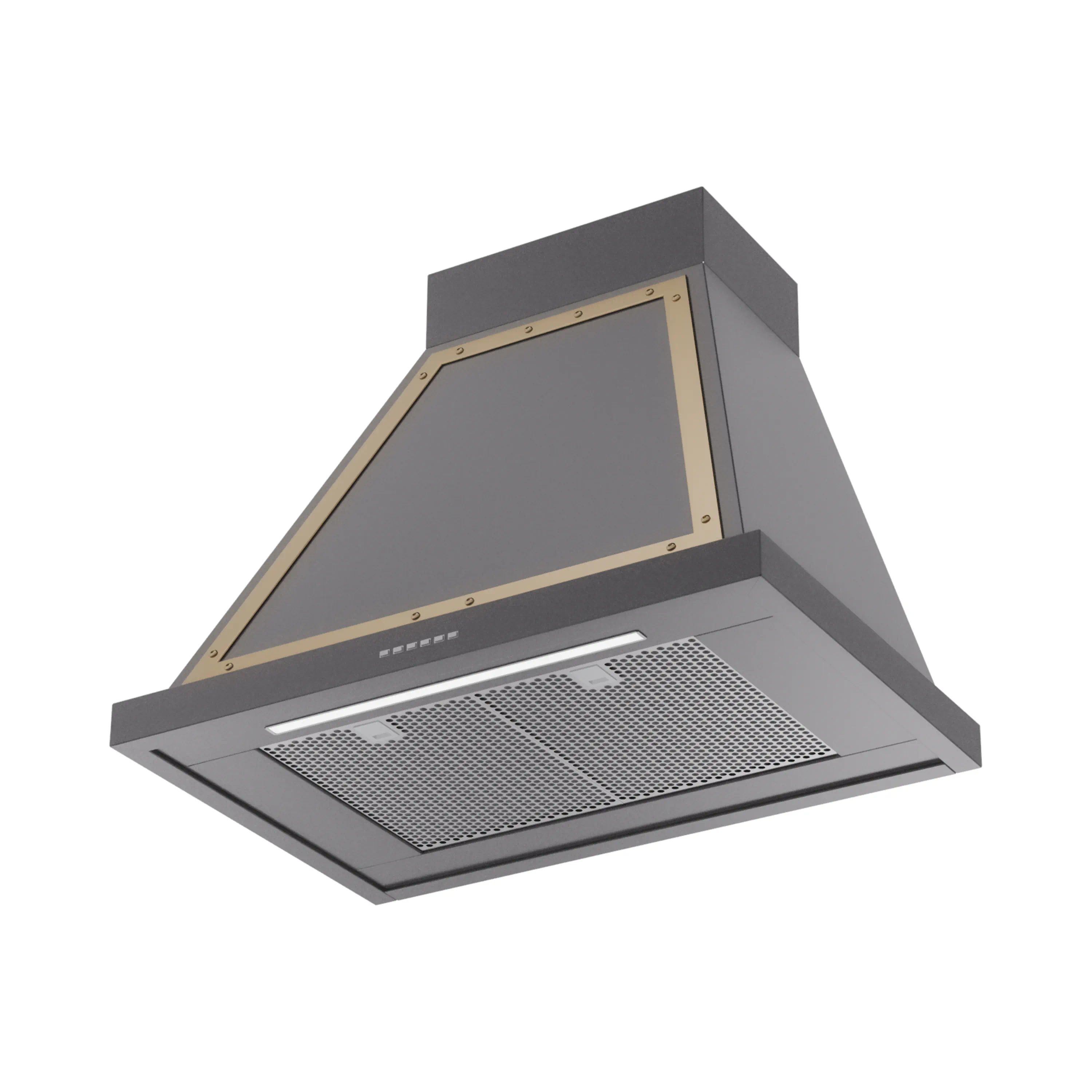 ILVE Nostalgie II 30-Inch 600 CFM Wall Mounted Range Hood in Matte Graphite with Brass Trim (UANB30MGG) - Image 2