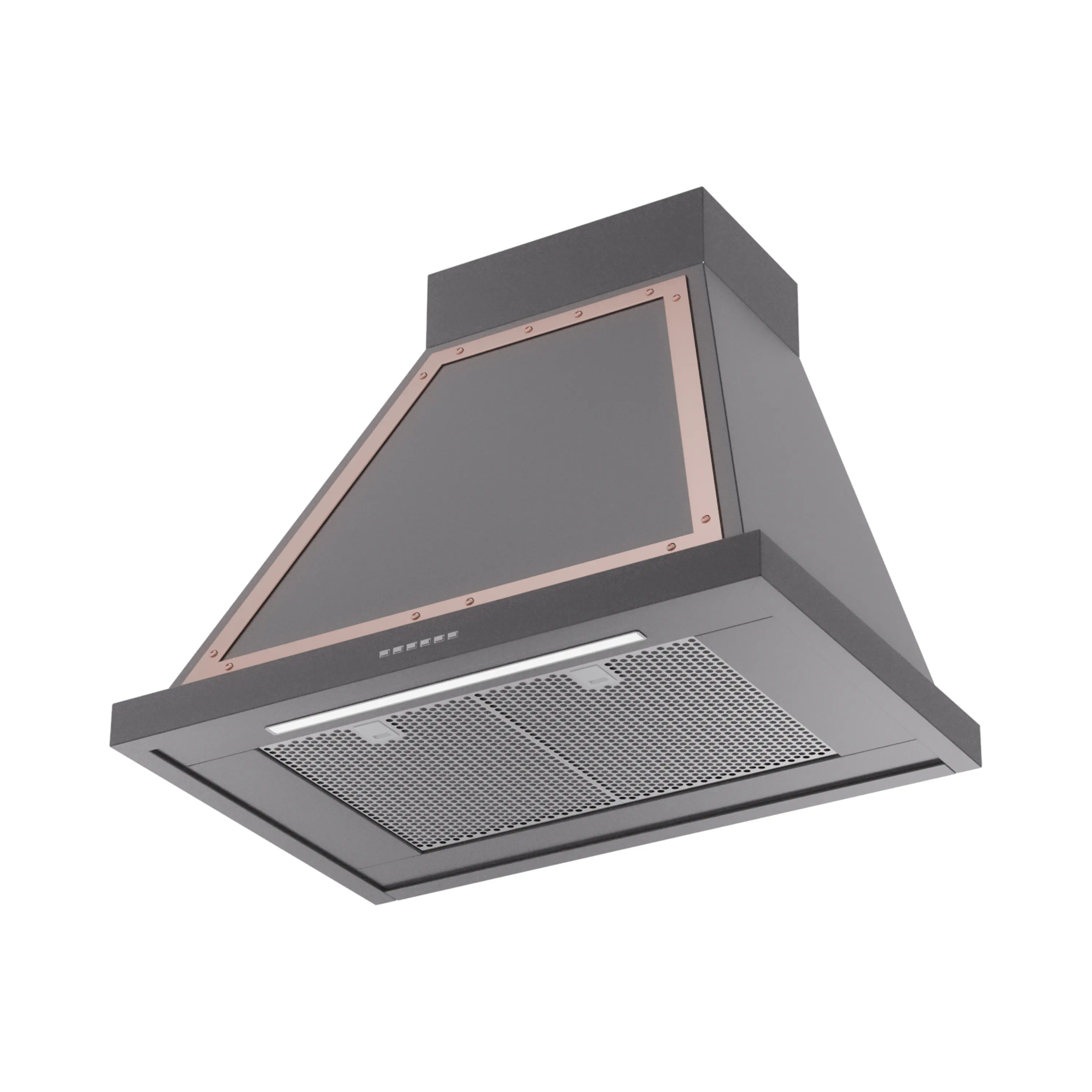 ILVE Nostalgie II 30-Inch 600 CFM Wall Mounted Range Hood in Graphite Matte with Copper Trim (UANB30MGP) - Image 2