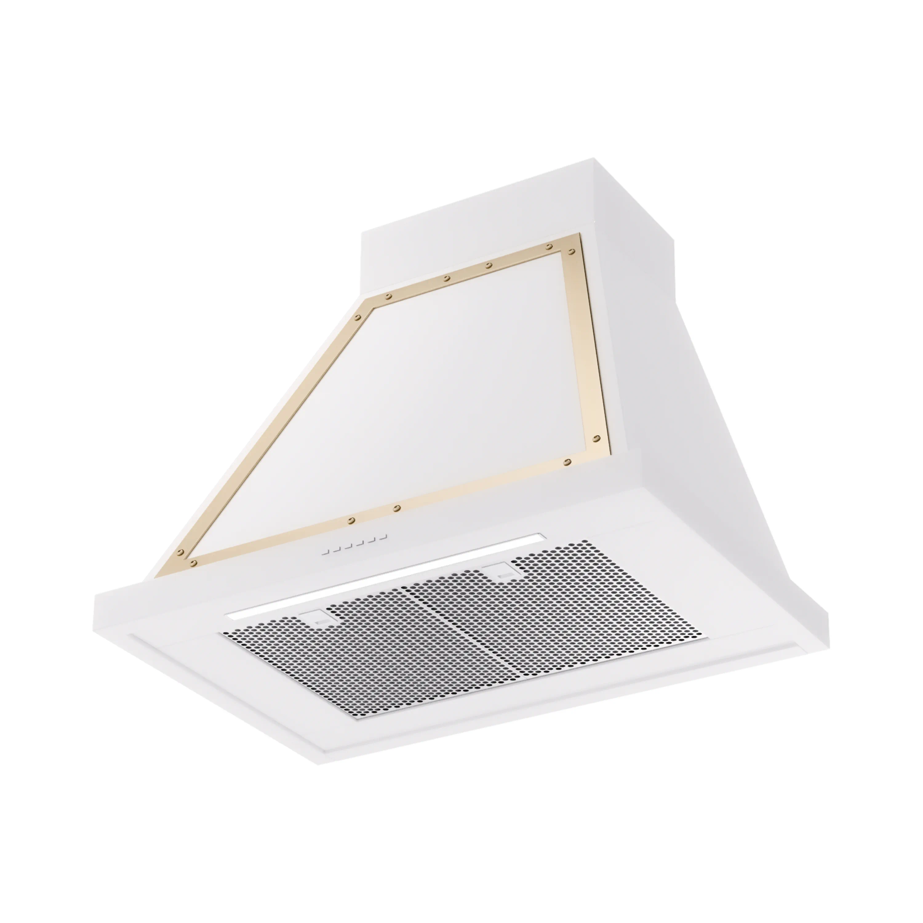 ILVE Nostalgie II 30-Inch 600 CFM Wall Mounted Range Hood in White with Brass Trim (UANB30WHG) - Image 2