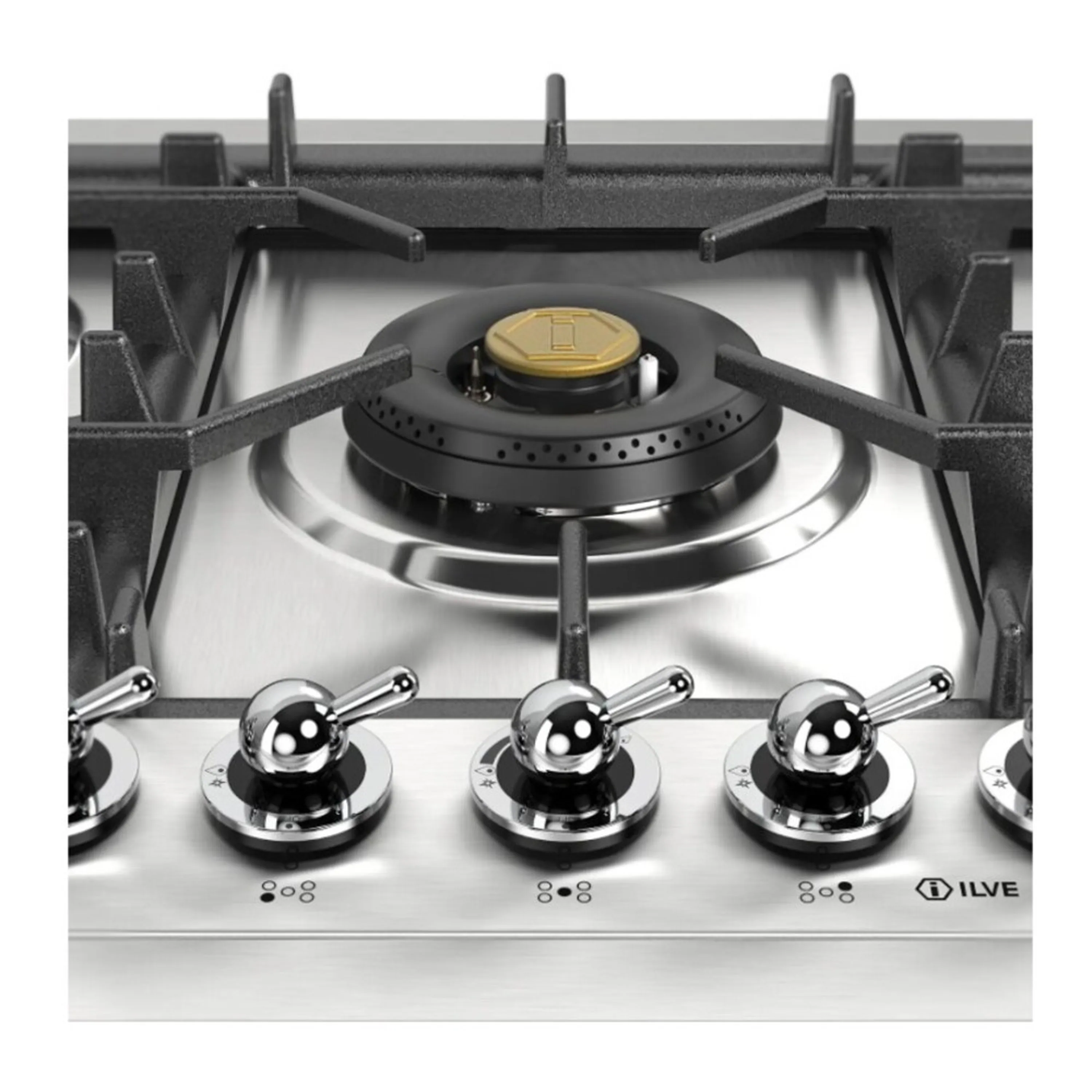 ILVE Nostalgie II 30 inch Built-In Propane Gas Cooktop with 5 Burners, in Stainless Steel (UHCPT75NSSCLP) - Image 7