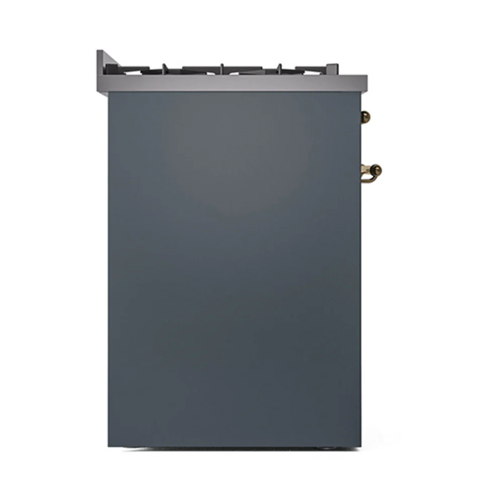 ILVE Nostalgie II 30-Inch Dual Fuel Freestanding Range in Blue Grey with Brass Trim (UP30NMPBGGLP) - Image 7