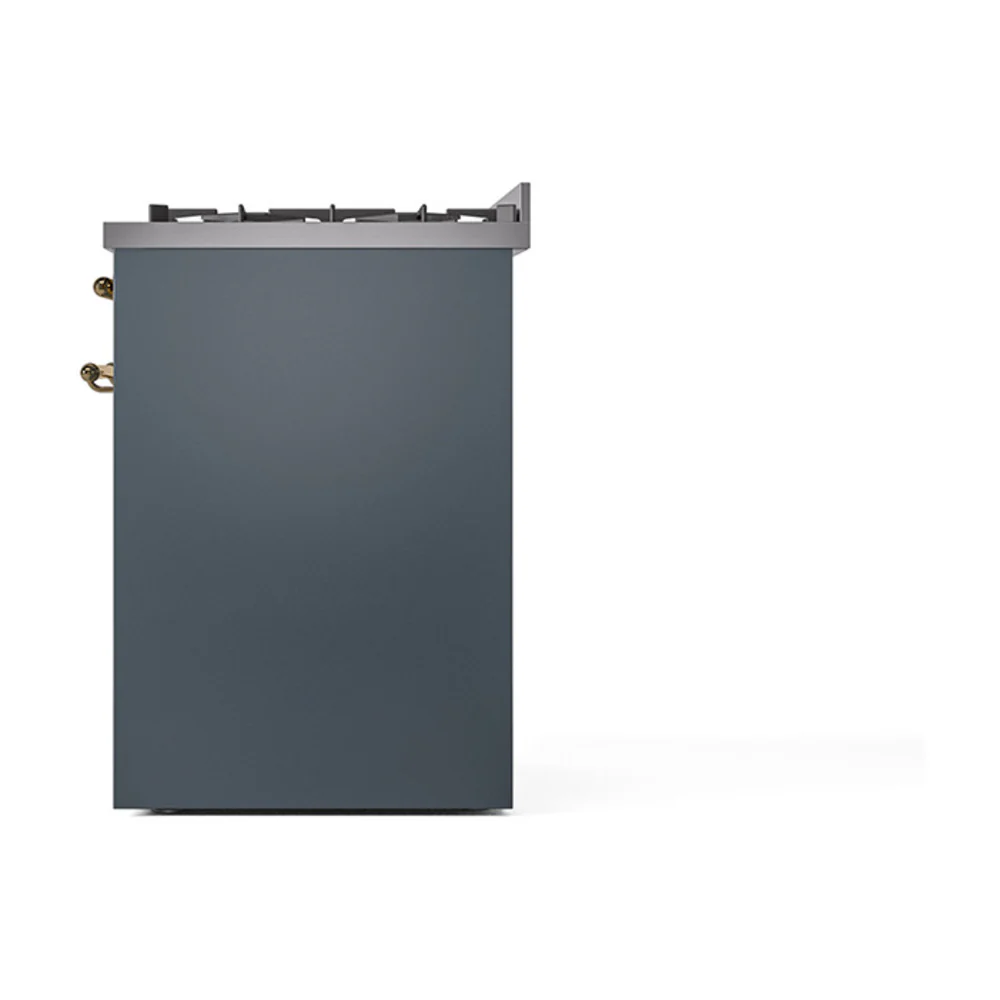 ILVE Nostalgie II 30-Inch Dual Fuel Freestanding Range in Blue Grey with Brass Trim (UP30NMPBGGLP) - Image 8