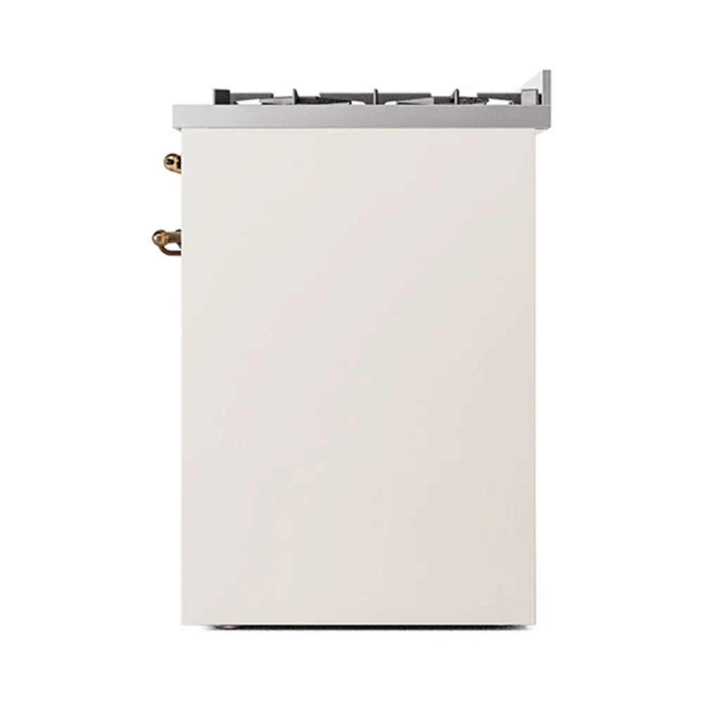 ILVE Nostalgie II 30-Inch Natural Gas Dual Fuel Range with Solid Door in Antique White and Bronze Trim (UP30QNMPAWB) - Image 4