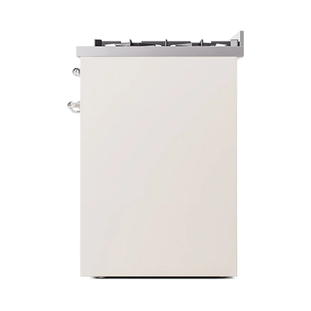 ILVE Nostalgie II 30-Inch Natural Gas Dual Fuel Range with Solid Door in Antique White with Chrome Trim (UP30QNMPAWC) - Image 4
