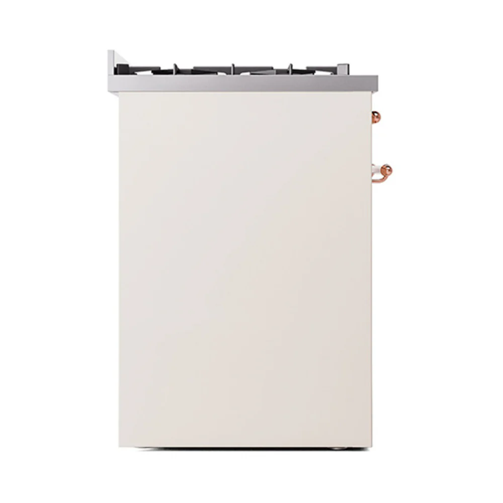 ILVE Nostalgie II 30-Inch Natural Gas Dual Fuel Range with Solid Door in Antique White with Copper Trim (UP30QNMPAWP) - Image 4