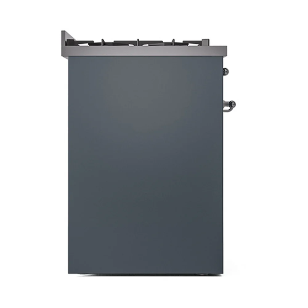 ILVE Nostalgie II 30-Inch Natural Gas Dual Fuel Range with Solid Door in Blue Grey with Bronze Trim (UP30QNMPBGB) - Image 3