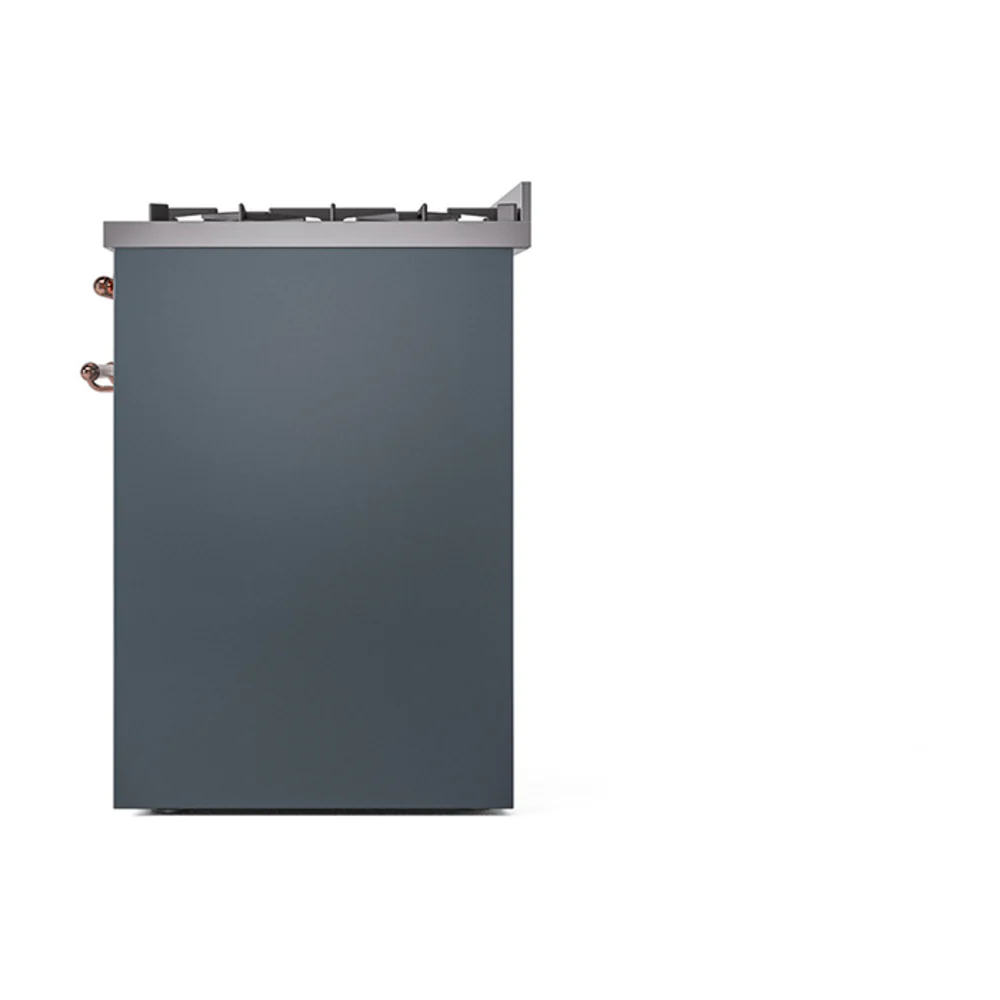 ILVE Nostalgie II 30-Inch Natural Gas Dual Fuel Range with Solid Door in Blue Grey with Copper Trim (UP30QNMPBGP) - Image 4