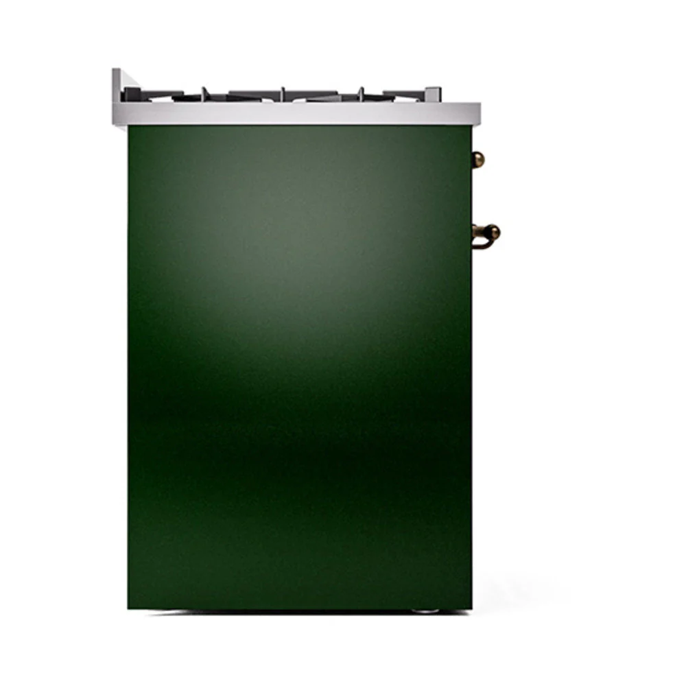 ILVE Nostalgie II 30-Inch Natural Gas Dual Fuel Range with Solid Door in Emerald Green with Chrome Trim (UP30QNMPEGC) - Image 4