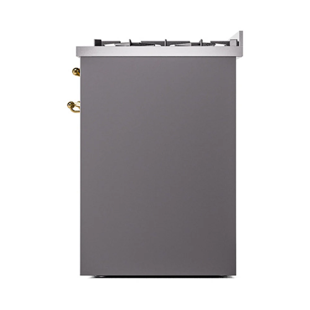 ILVE Nostalgie II 30-Inch Natural Gas Dual Fuel Range with Solid Door in Matte Graphite with Brass Trim (UP30QNMPMGG) - Image 5