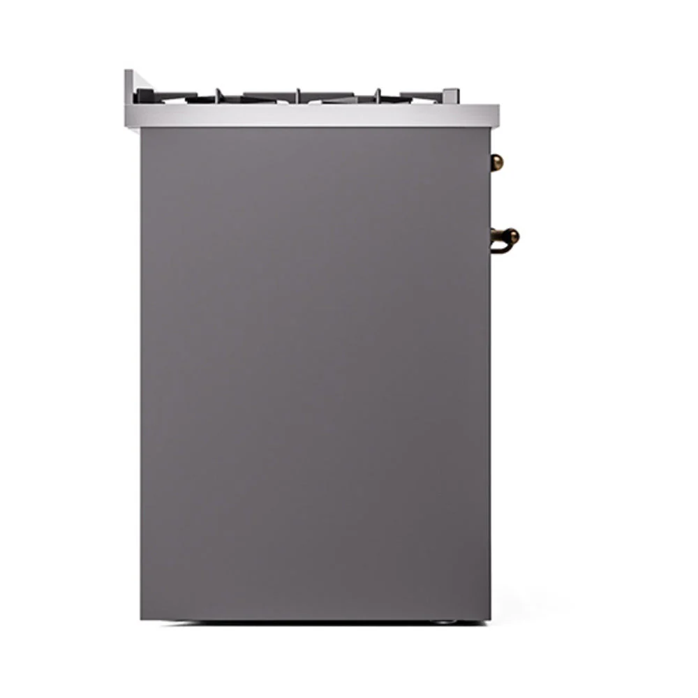 ILVE Nostalgie II 30-Inch Natural Gas Dual Fuel Range with Solid Door in Matte Graphite with Bronze Trim (UP30QNMPMGB) - Image 4