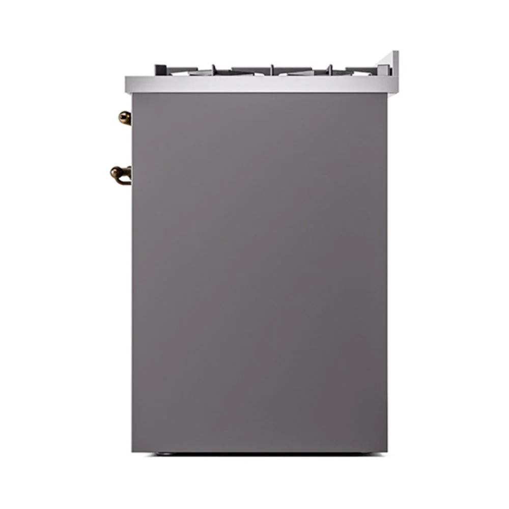 ILVE Nostalgie II 30-Inch Natural Gas Dual Fuel Range with Solid Door in Matte Graphite with Bronze Trim (UP30QNMPMGB) - Image 5