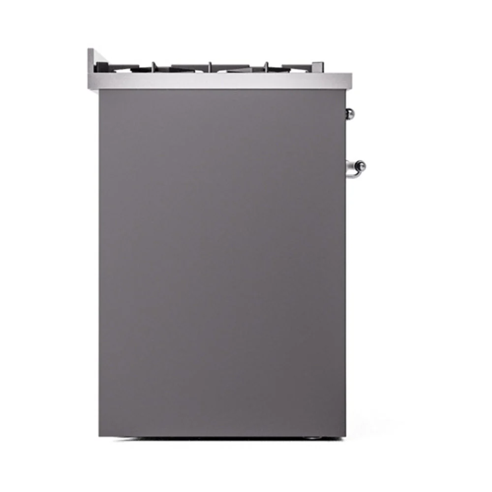 ILVE Nostalgie II 30-Inch Natural Gas Dual Fuel Range with Solid Door in Matte Graphite with Chrome Trim (UP30QNMPMGC) - Image 3
