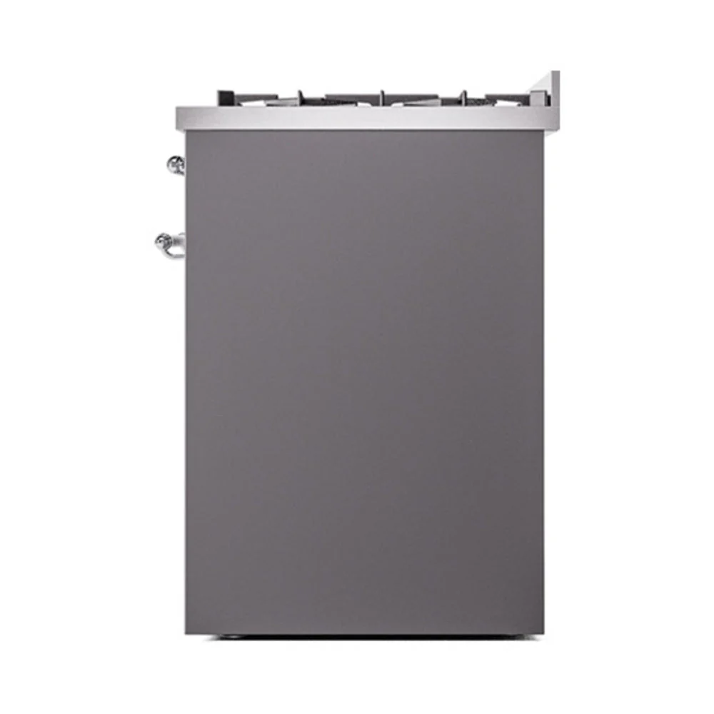 ILVE Nostalgie II 30-Inch Natural Gas Dual Fuel Range with Solid Door in Matte Graphite with Chrome Trim (UP30QNMPMGC) - Image 4