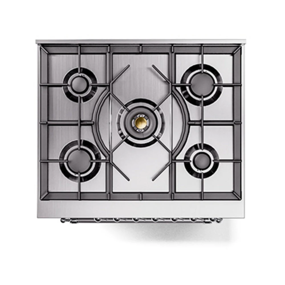 ILVE Nostalgie II 30-Inch Natural Gas Dual Fuel Range with Solid Door in Matte Graphite with Chrome Trim (UP30QNMPMGC) - Image 5