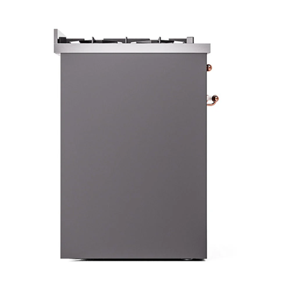 ILVE Nostalgie II 30-Inch Natural Gas Dual Fuel Range with Solid Door in Matte Graphite with Copper Trim (UP30QNMPMGP) - Image 3