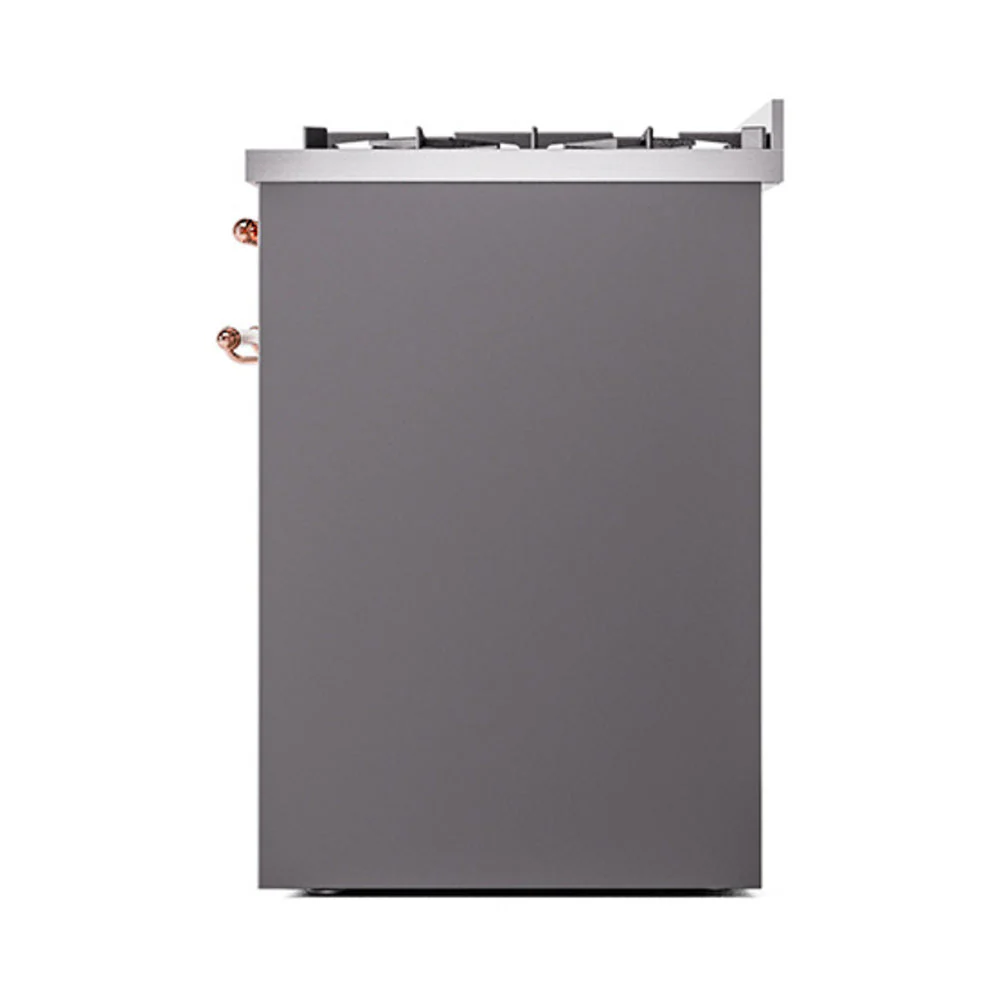 ILVE Nostalgie II 30-Inch Natural Gas Dual Fuel Range with Solid Door in Matte Graphite with Copper Trim (UP30QNMPMGP) - Image 4