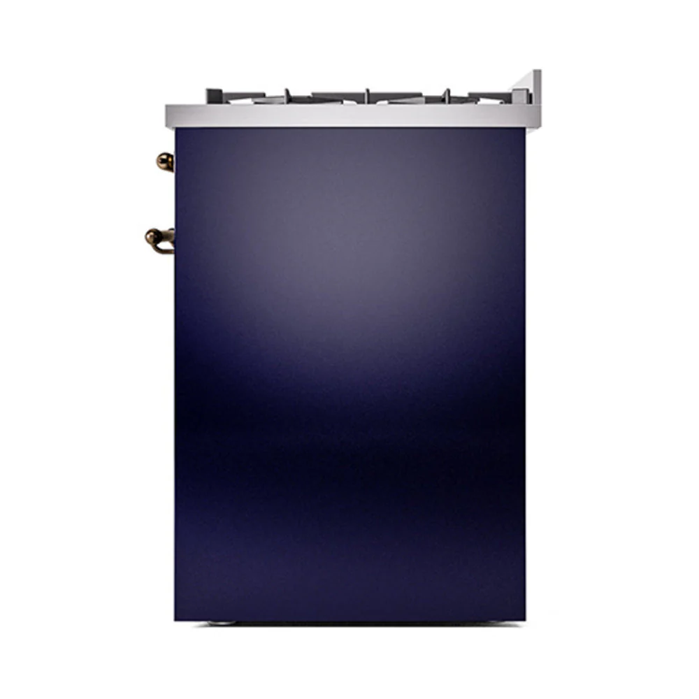 ILVE Nostalgie II 30-Inch Natural Gas Dual Fuel Range with Solid Door in Midnight Blue with Bronze Trim (UP30QNMPMBB) - Image 3