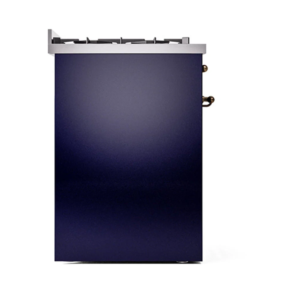 ILVE Nostalgie II 30-Inch Natural Gas Dual Fuel Range with Solid Door in Midnight Blue with Bronze Trim (UP30QNMPMBB) - Image 4