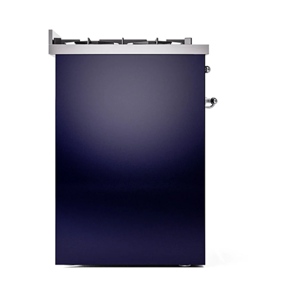 ILVE Nostalgie II 30-Inch Natural Gas Dual Fuel Range with Solid Door in Midnight Blue with Chrome Trim (UP30QNMPMBC) - Image 3