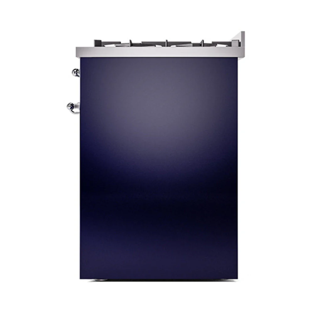 ILVE Nostalgie II 30-Inch Natural Gas Dual Fuel Range with Solid Door in Midnight Blue with Chrome Trim (UP30QNMPMBC) - Image 4
