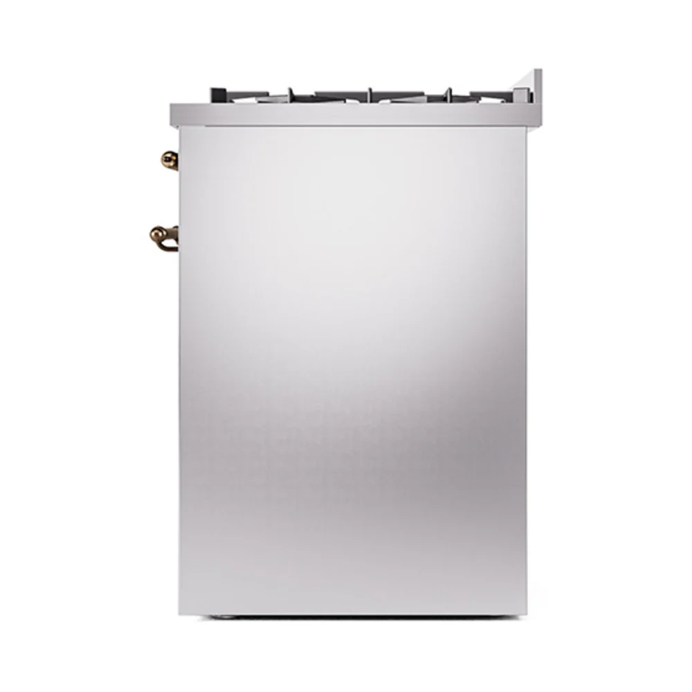 ILVE Nostalgie II 30-Inch Natural Gas Dual Fuel Range with Solid Door in Stainless Steel with Bronze Trim (UP30QNMPSSB) - Image 3