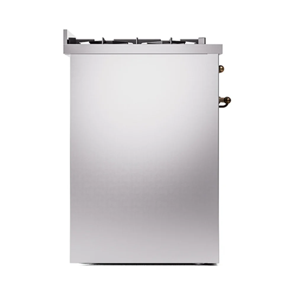ILVE Nostalgie II 30-Inch Natural Gas Dual Fuel Range with Solid Door in Stainless Steel with Bronze Trim (UP30QNMPSSB) - Image 4