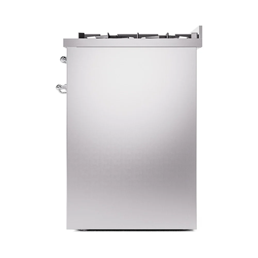 ILVE Nostalgie II 30-Inch Natural Gas Dual Fuel Range with Solid Door in Stainless Steel with Chrome Trim (UP30QNMPSSC) - Image 5