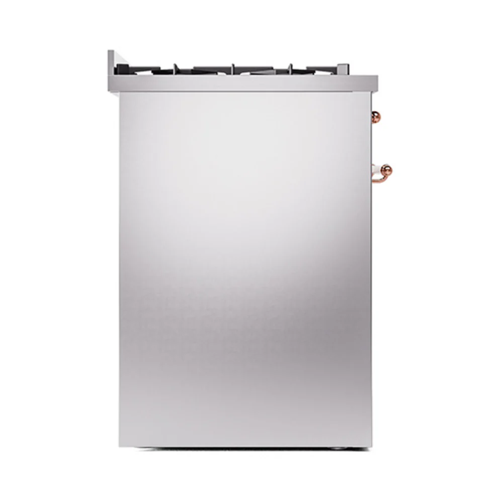ILVE Nostalgie II 30-Inch Natural Gas Dual Fuel Range with Solid Door in Stainless Steel with Copper Trim (UP30QNMPSSP) - Image 3
