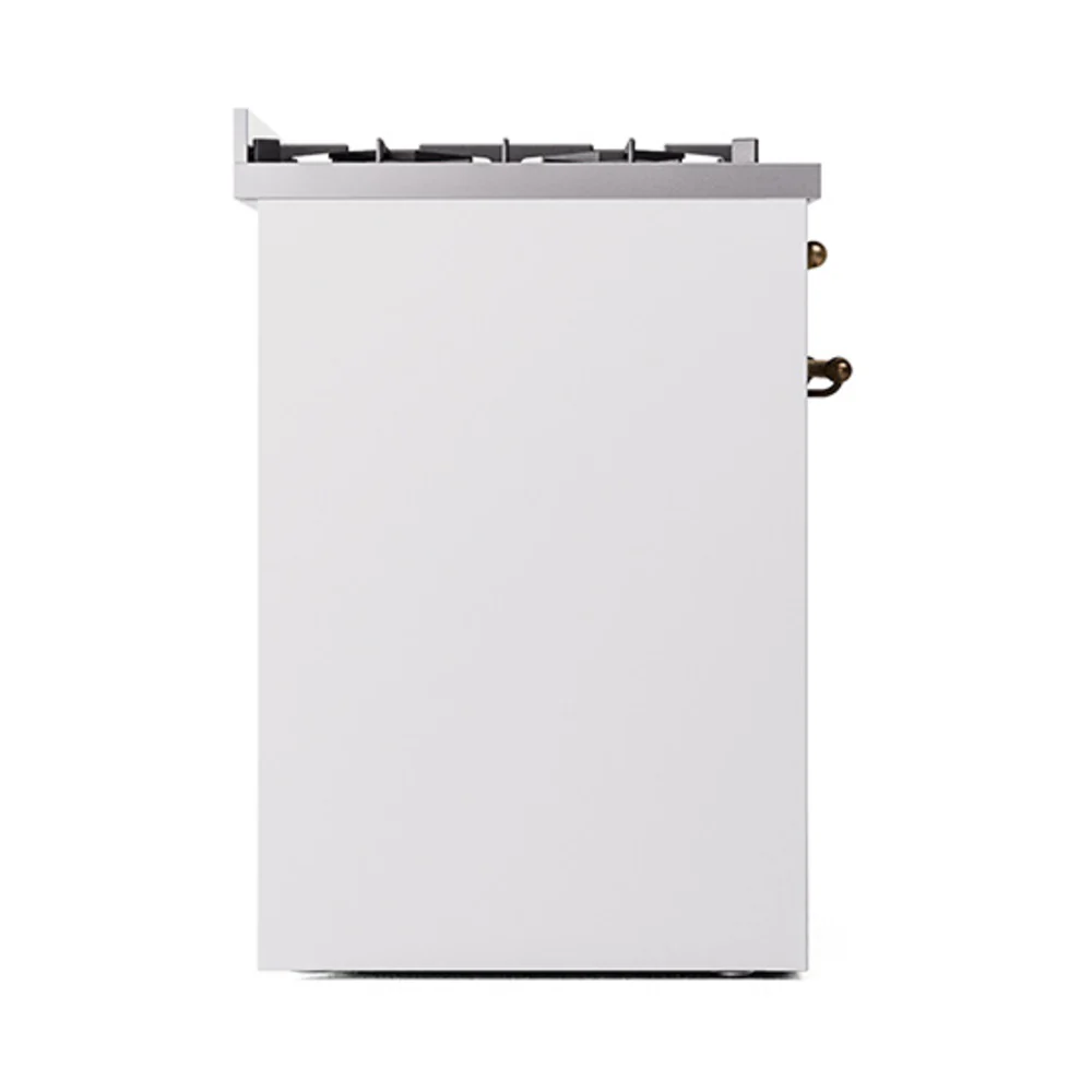 ILVE Nostalgie II 30-Inch Natural Gas Dual Fuel Range with Solid Door in White with Bronze Trim (UP30QNMPWHB) - Image 3