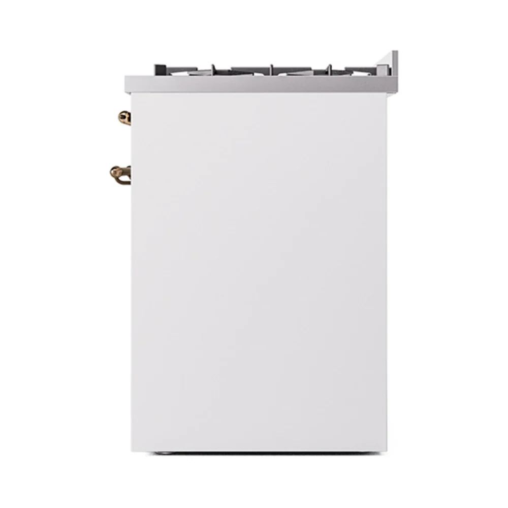 ILVE Nostalgie II 30-Inch Natural Gas Dual Fuel Range with Solid Door in White with Bronze Trim (UP30QNMPWHB) - Image 4
