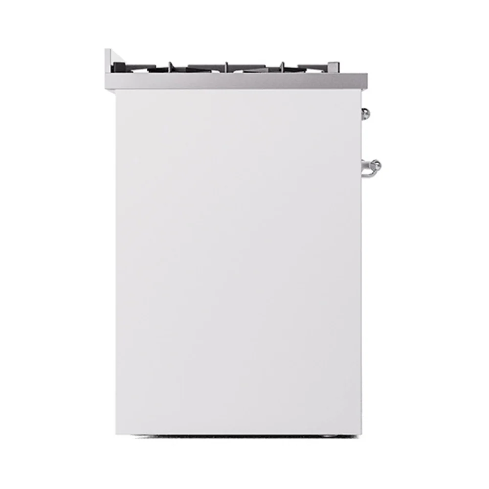 ILVE Nostalgie II 30-Inch Natural Gas Dual Fuel Range with Solid Door in White with Chrome Trim (UP30QNMPWHC) - Image 3