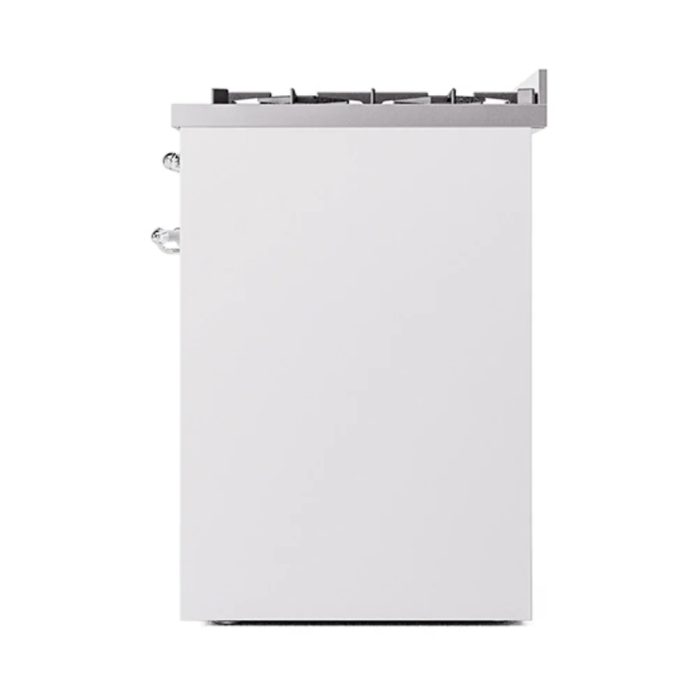 ILVE Nostalgie II 30-Inch Natural Gas Dual Fuel Range with Solid Door in White with Chrome Trim (UP30QNMPWHC) - Image 4