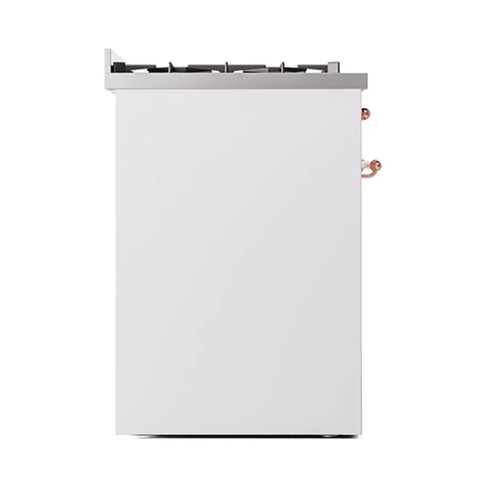 ILVE Nostalgie II 30-Inch Natural Gas Dual Fuel Range with Solid Door in White with Copper Trim (UP30QNMPWHP) - Image 3