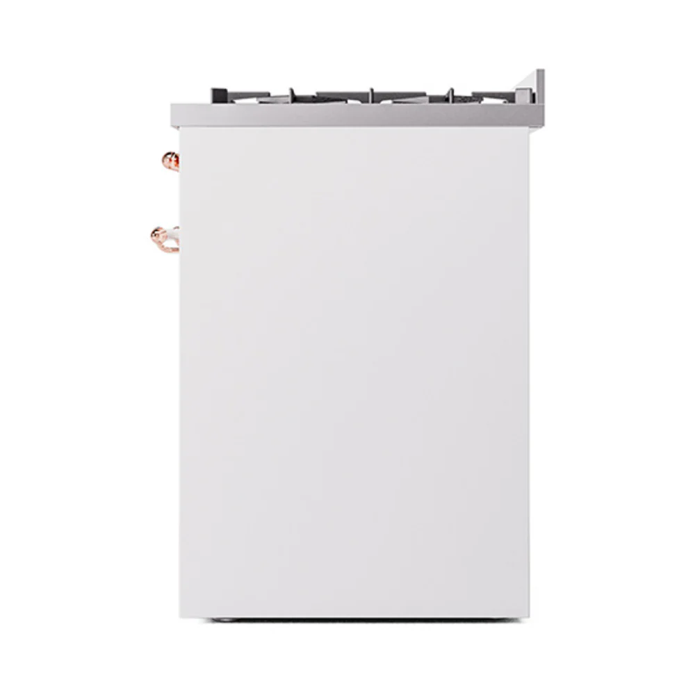 ILVE Nostalgie II 30-Inch Natural Gas Dual Fuel Range with Solid Door in White with Copper Trim (UP30QNMPWHP) - Image 4