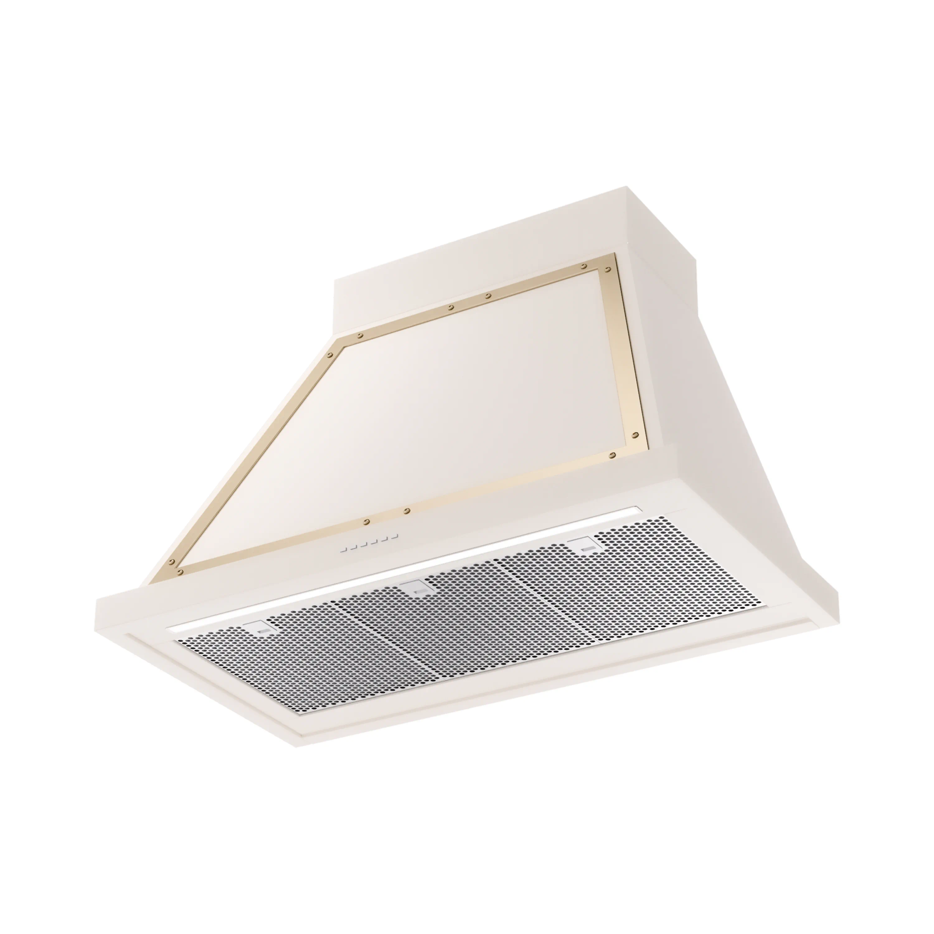 ILVE Nostalgie II 36-Inch 600 CFM Wall Mounted Range Hood in Antique White with Brass Trim (UANB36AWG) - Image 2