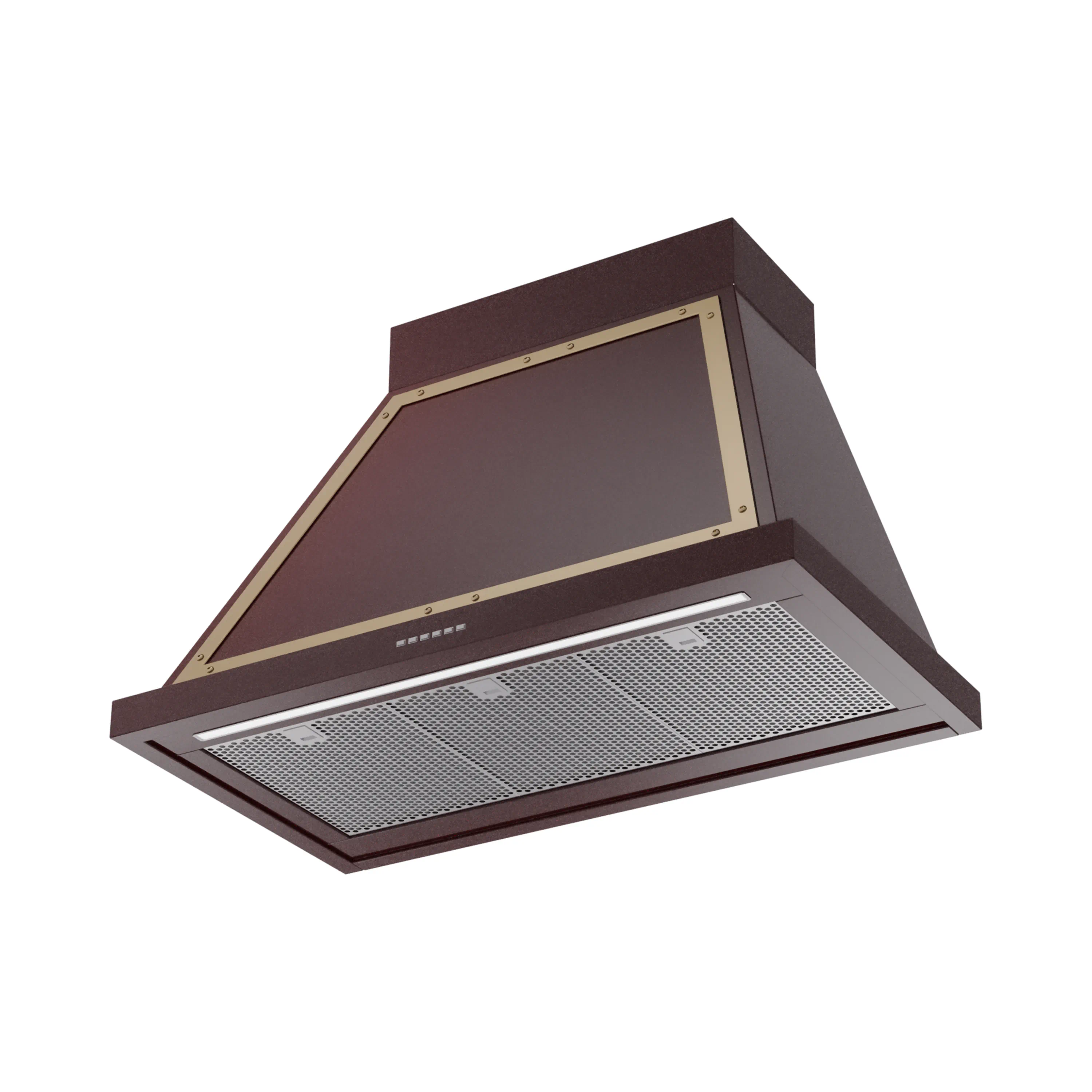 ILVE Nostalgie II 36-Inch 600 CFM Wall Mounted Range Hood in Burgundy with Brass Trim (UANB36BUG) - Image 2