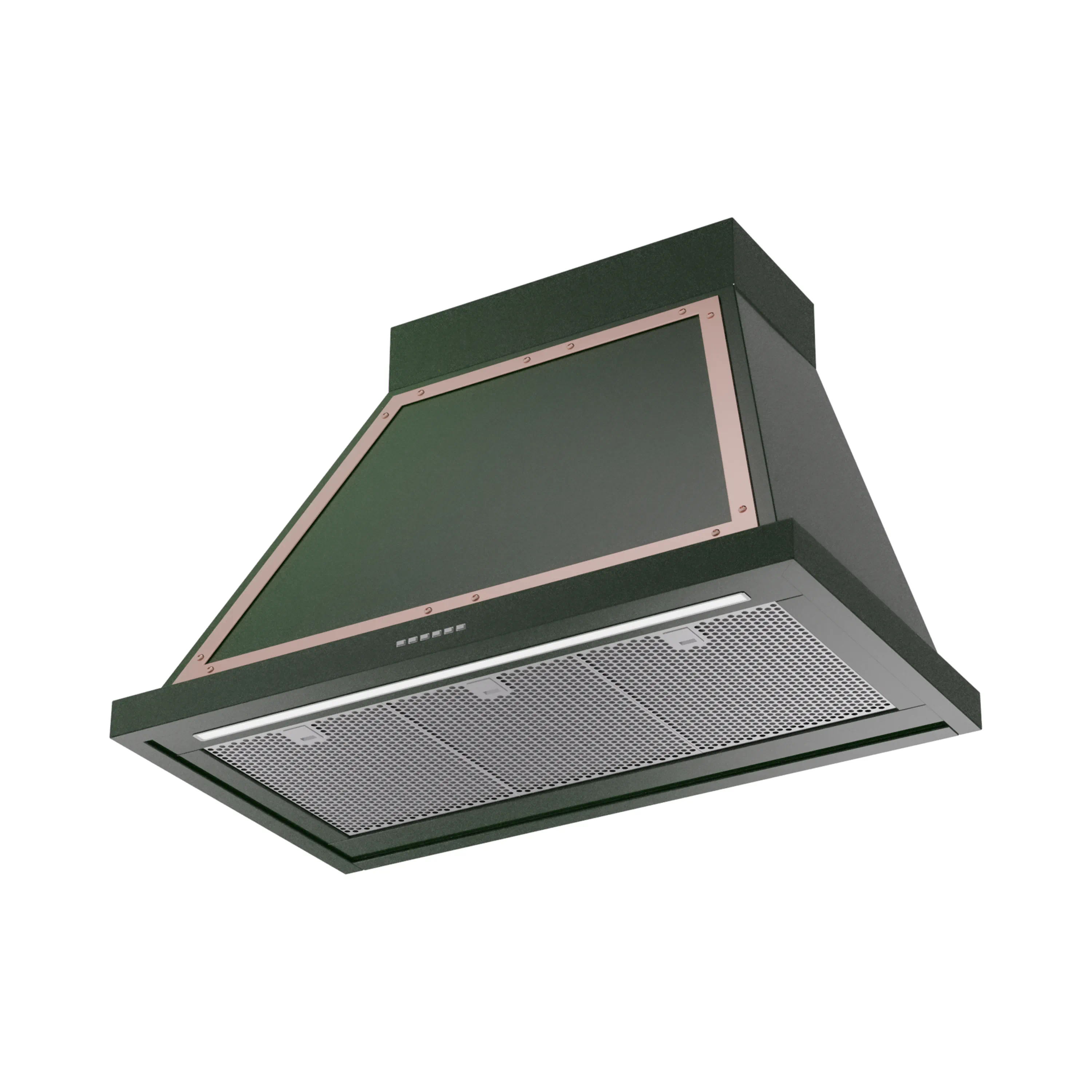ILVE Nostalgie II 36-Inch 600 CFM Wall Mounted Range Hood in Emerald Green with Copper Trim (UANB36EGP) - Image 2