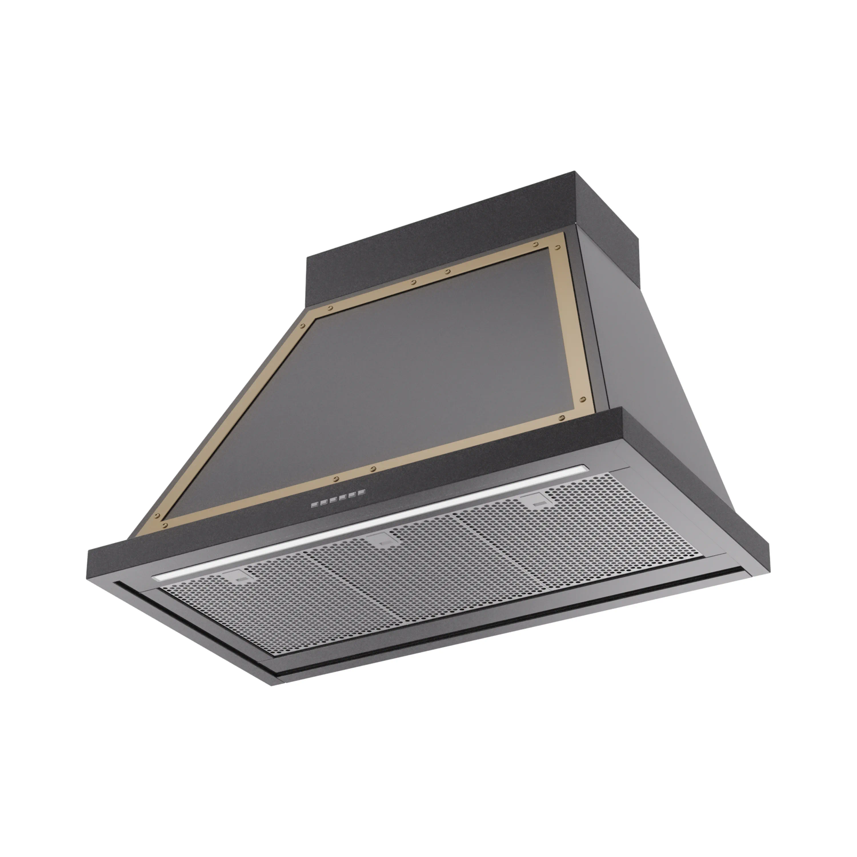 ILVE Nostalgie II 36-Inch 600 CFM Wall Mounted Range Hood in Glossy Black with Brass Trim (UANB36BKG) - Image 2