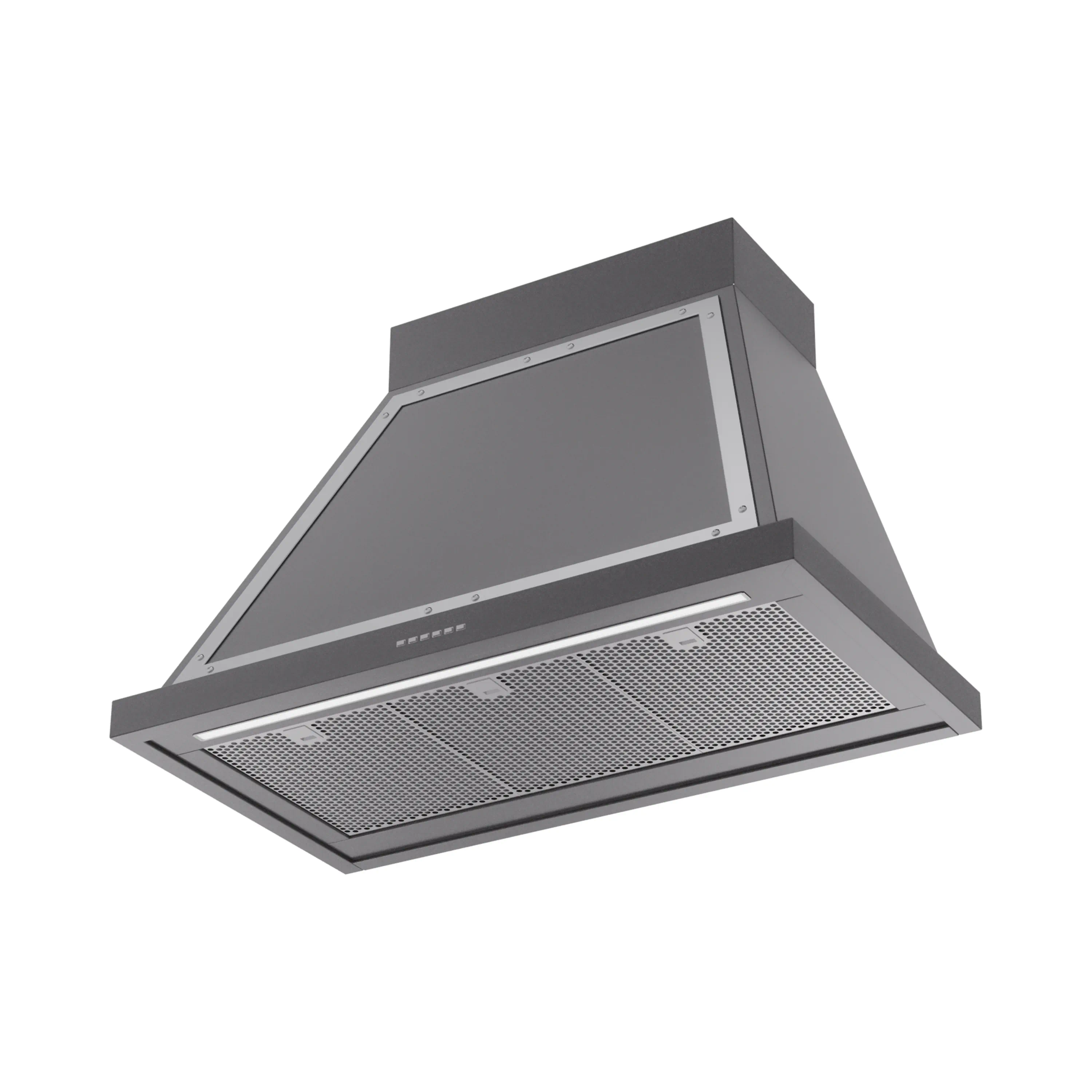 ILVE Nostalgie II 36-Inch 600 CFM Wall Mounted Range Hood in Graphite Matte with Chrome Trim (UANB36MGC) - Image 2
