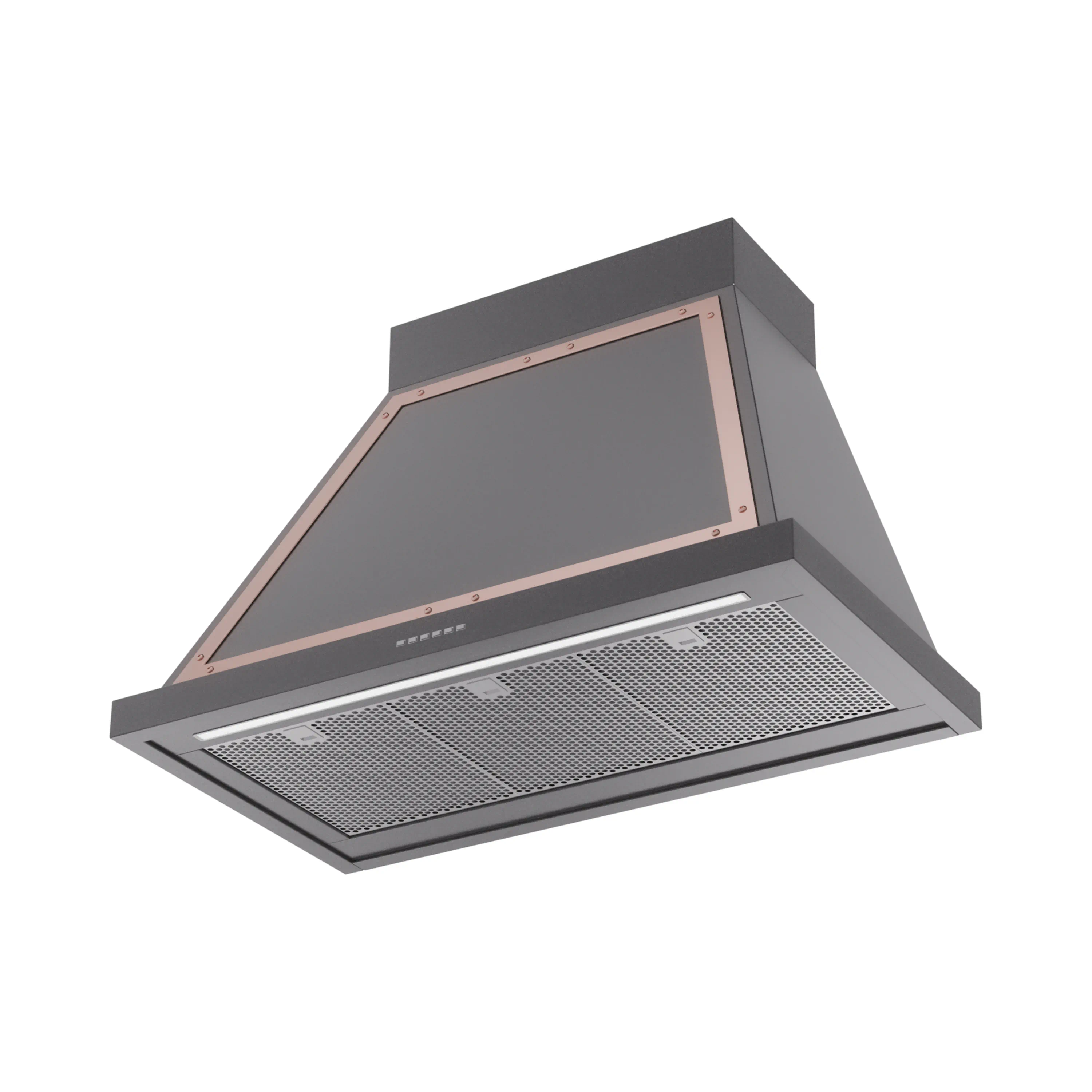 ILVE Nostalgie II 36-Inch 600 CFM Wall Mounted Range Hood in Graphite Matte with Copper Trim (UANB36MGP) - Image 2