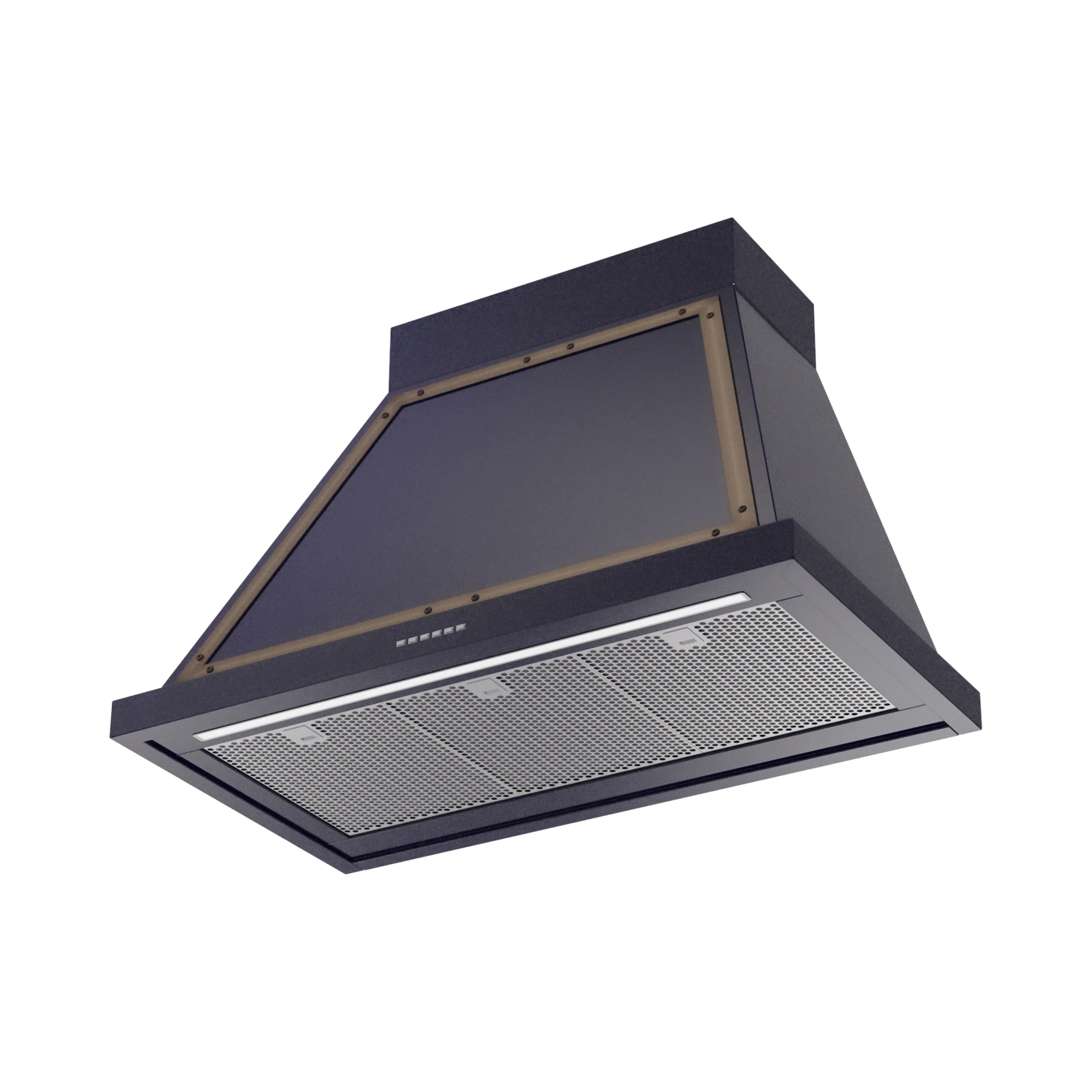ILVE Nostalgie II 36-Inch 600 CFM Wall Mounted Range Hood in Midnight Blue with Bronze Trim (UANB36MBB) - Image 2