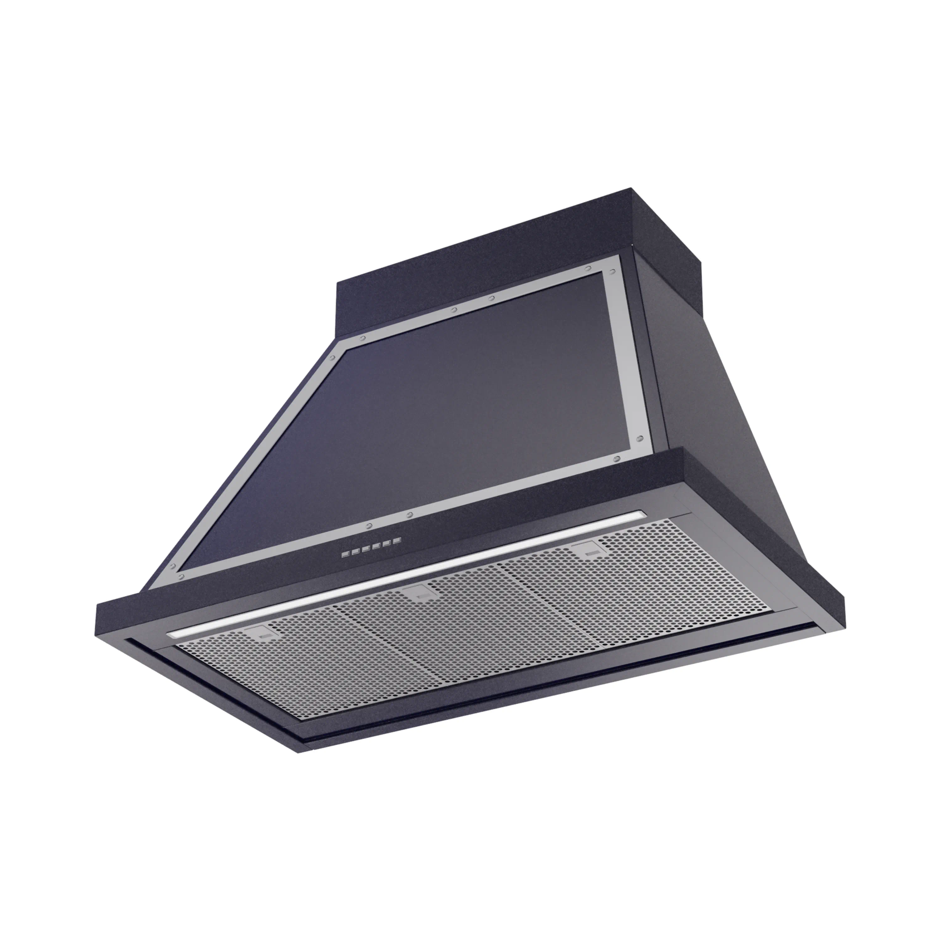 ILVE Nostalgie II 36-Inch 600 CFM Wall Mounted Range Hood in Midnight Blue with Chrome Trim (UANB36MBC) - Image 2