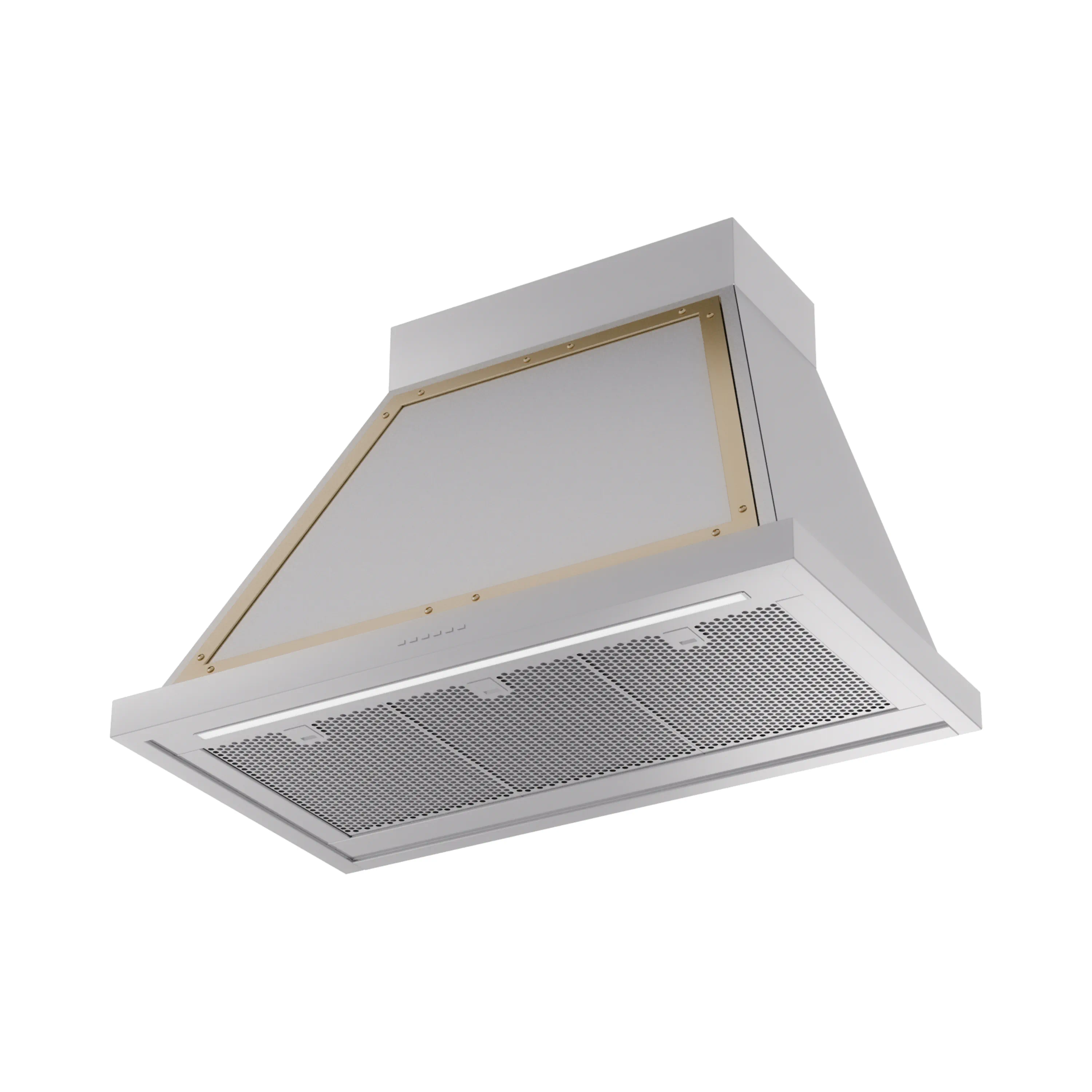 ILVE Nostalgie II 36-Inch 600 CFM Wall Mounted Range Hood in Stainless Steel with Brass Trim (UANB36SSG) - Image 2