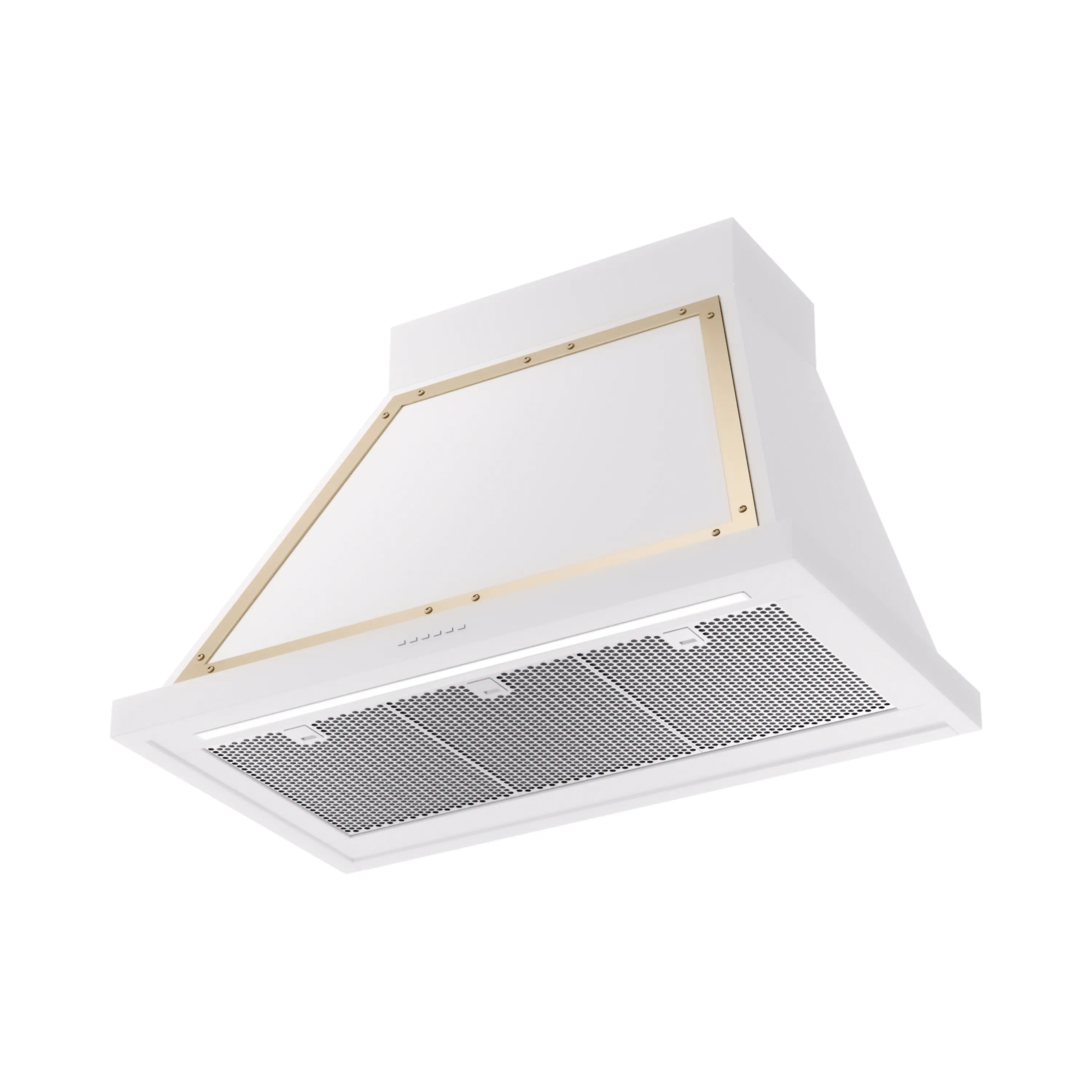 ILVE Nostalgie II 36-Inch 600 CFM Wall Mounted Range Hood in White with Brass Trim (UANB36WHG) - Image 2
