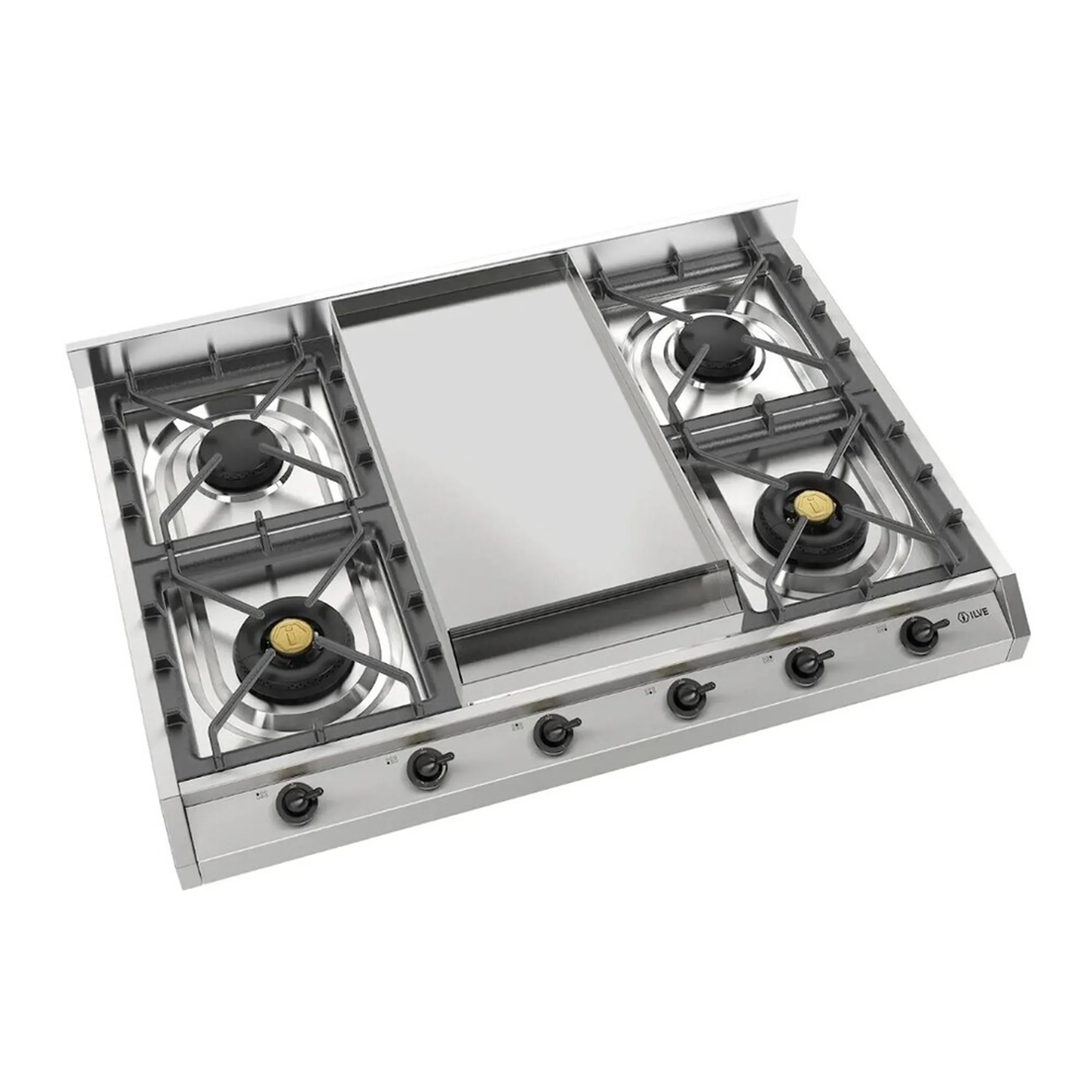 ILVE Nostalgie II 36 inch Built-In Propane Gas Cooktop with Griddle, in Stainless Steel (UHCP965FNSSBLP) - Image 3